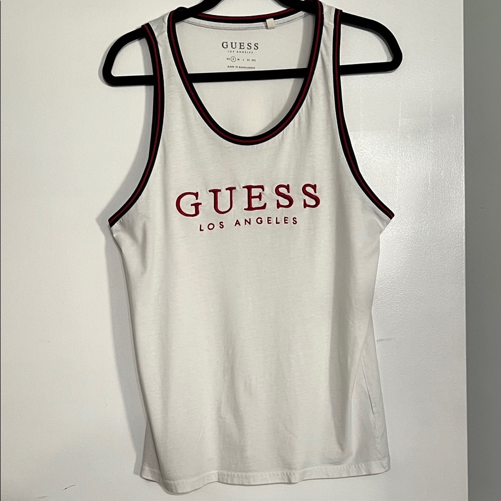 Guess White Tank with Red Trim